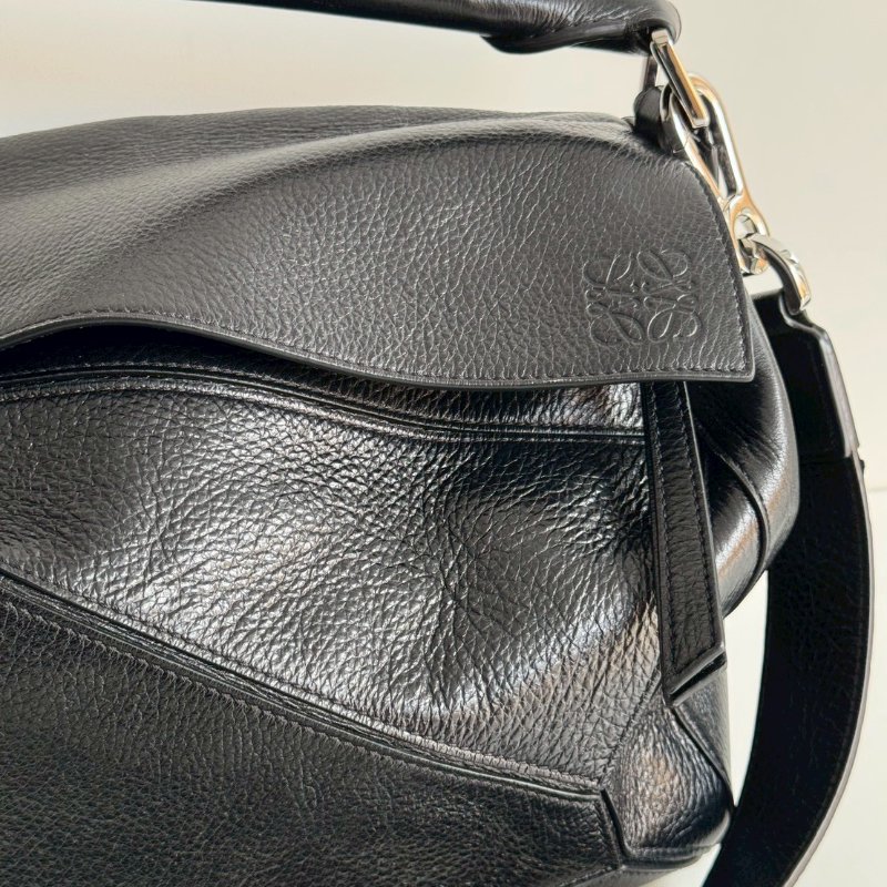 99新🆕 全配有購證✨ LOEWE 羅意威 Puzzle Medium 黑色銀釦-11