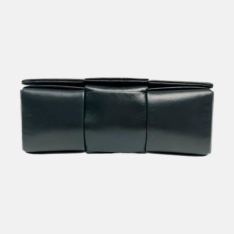 BOTTEGA VENETA Cassette 迷你深綠色牛皮編織單肩包斜挎包銀色五金-3