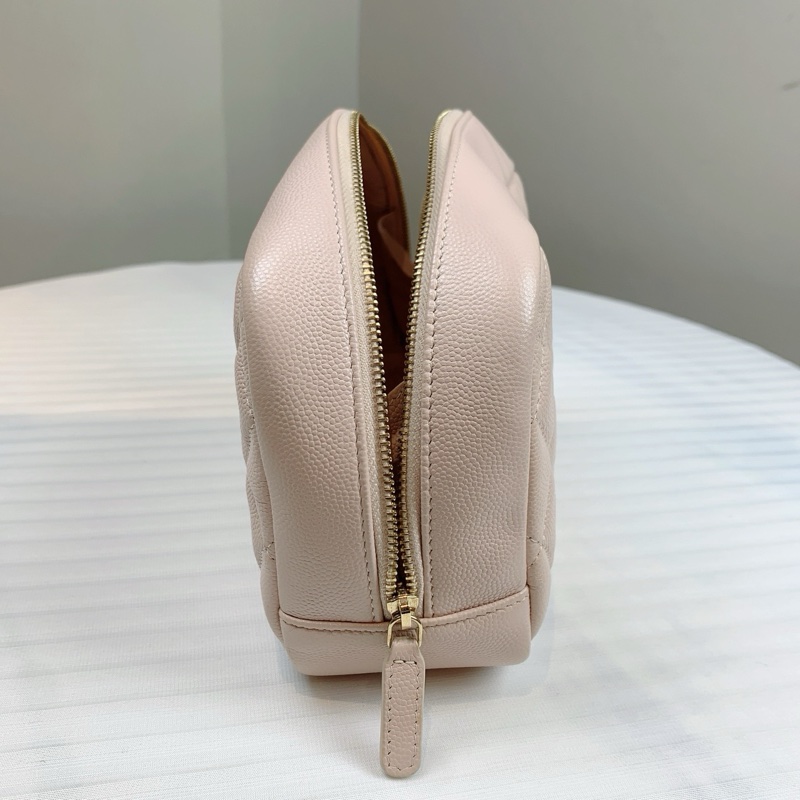 香奈兒/Chanel 粉紅色 顆粒壓花亮面小牛皮與金色金屬 19*7*13-3