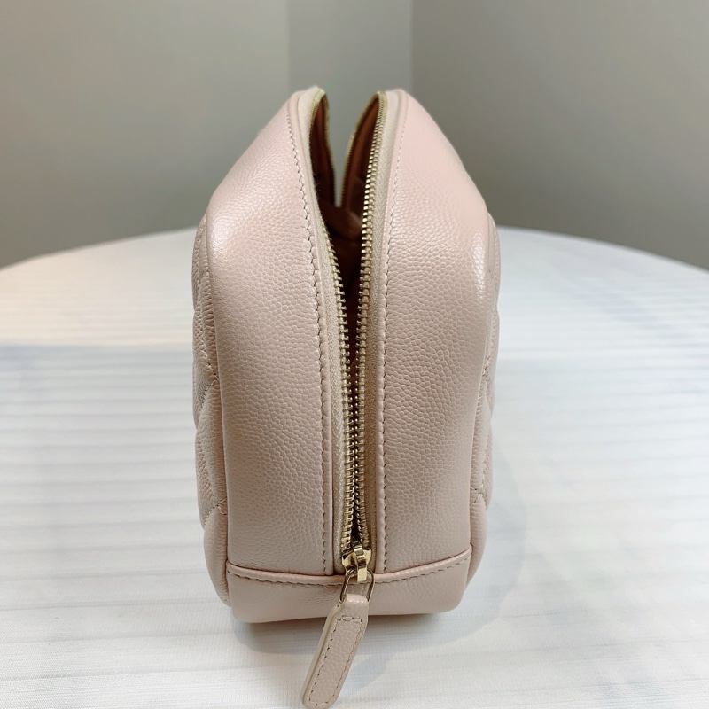 香奈兒/Chanel 粉紅色 顆粒壓花亮面小牛皮與金色金屬 19*7*13-5