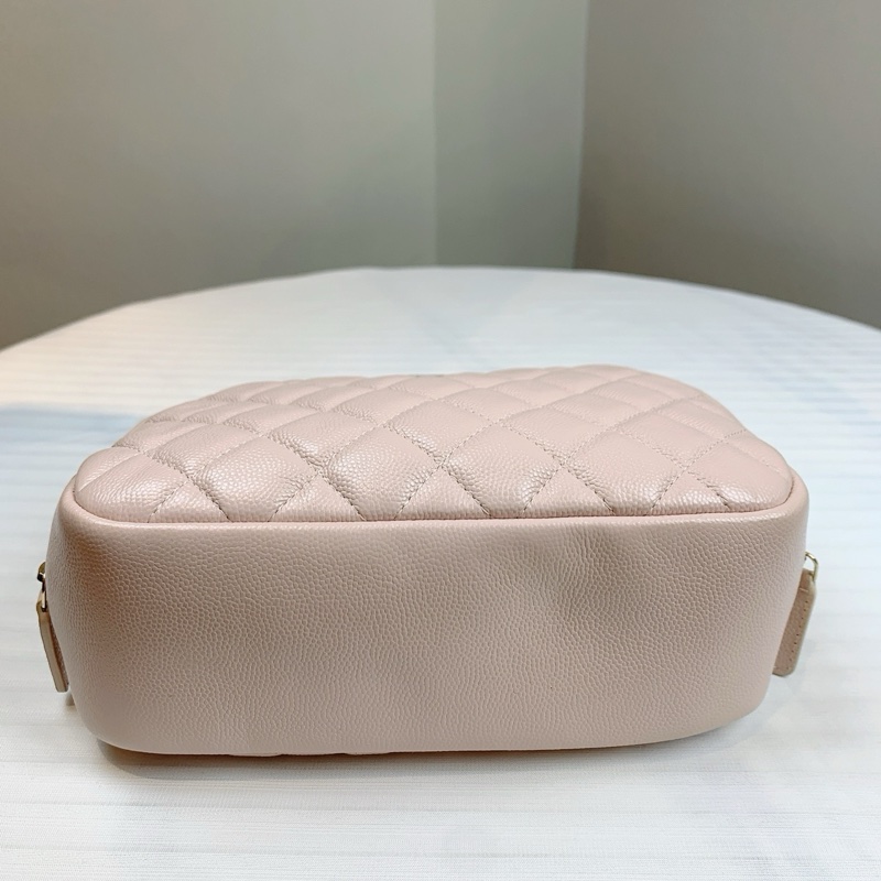 香奈兒/Chanel 粉紅色 顆粒壓花亮面小牛皮與金色金屬 19*7*13-6