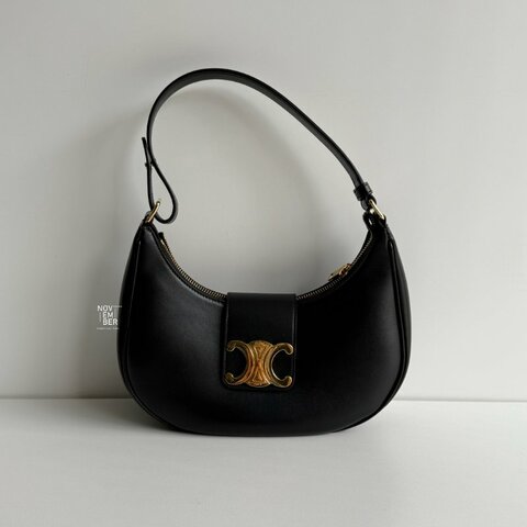99新🆕 Celine 瑟琳 AVA Triomphe 翻蓋凱旋門腋下包 黑金