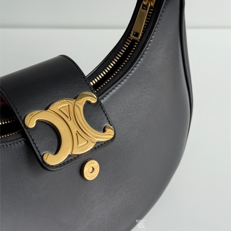 99新🆕 Celine 瑟琳 AVA Triomphe 翻蓋凱旋門腋下包 黑金-4