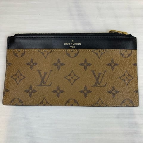 路易威登/Louis Vuitton Slim Purse Monogram Reverse 塗層帆布和牛皮革 20 x 11 x 0.5