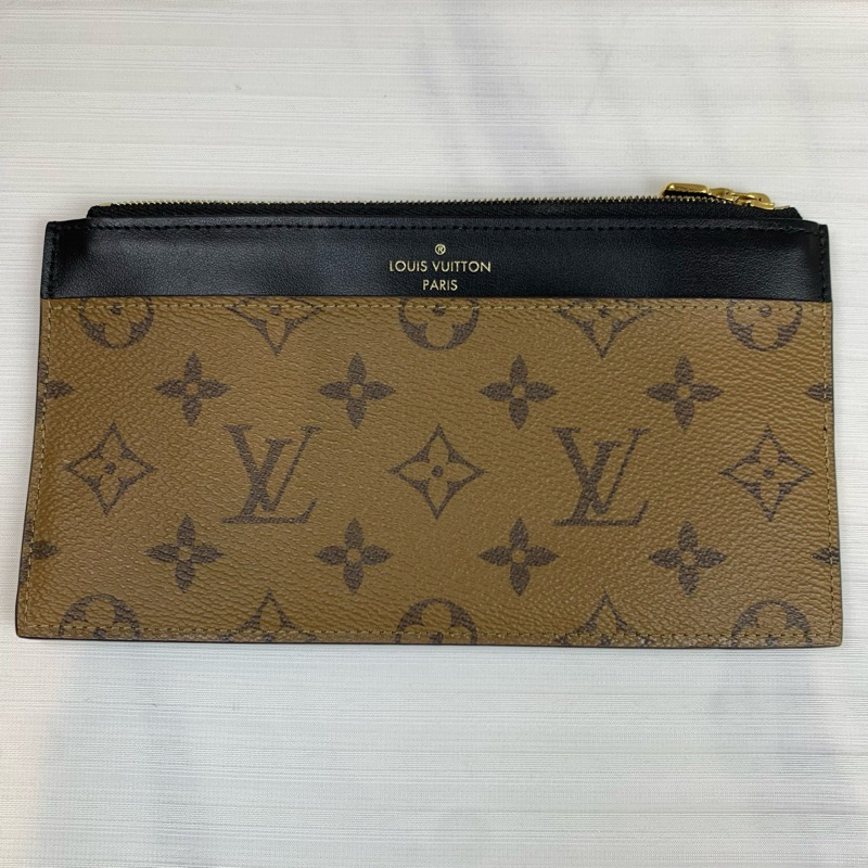 路易威登/Louis Vuitton Slim Purse Monogram Reverse 塗層帆布和牛皮革 20 x 11 x 0.5-0