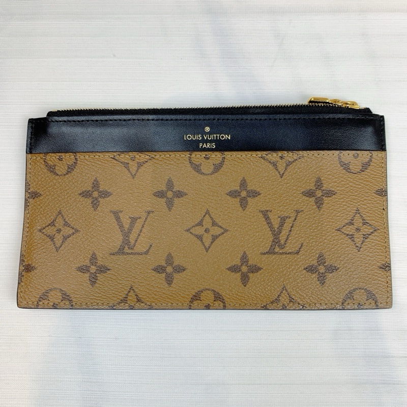 路易威登/Louis Vuitton Slim Purse Monogram Reverse 塗層帆布和牛皮革 20 x 11 x 0.5-1