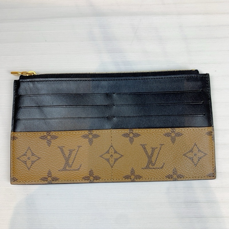 路易威登/Louis Vuitton Slim Purse Monogram Reverse 塗層帆布和牛皮革 20 x 11 x 0.5-2