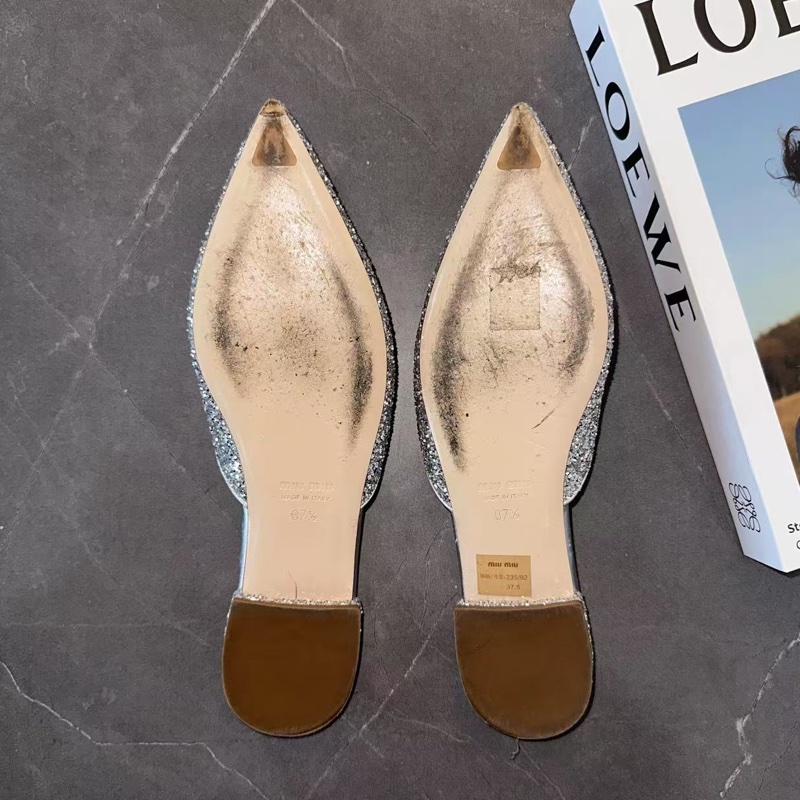 MIUMIU  拖鞋  37.5碼  僅穿過兩次，鞋子成色非常新 無附件-6