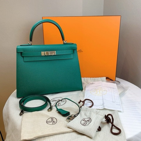 愛馬仕/Hermes 綠色Kelly  帥氣貴氣 28*11*22