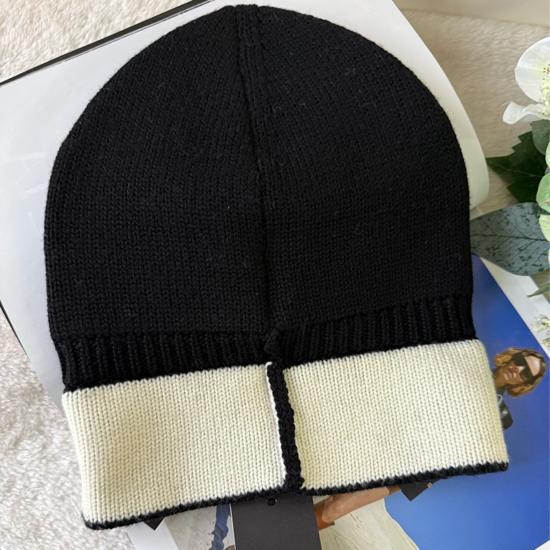 白字Logo 羊毛毛帽(黑色)-4