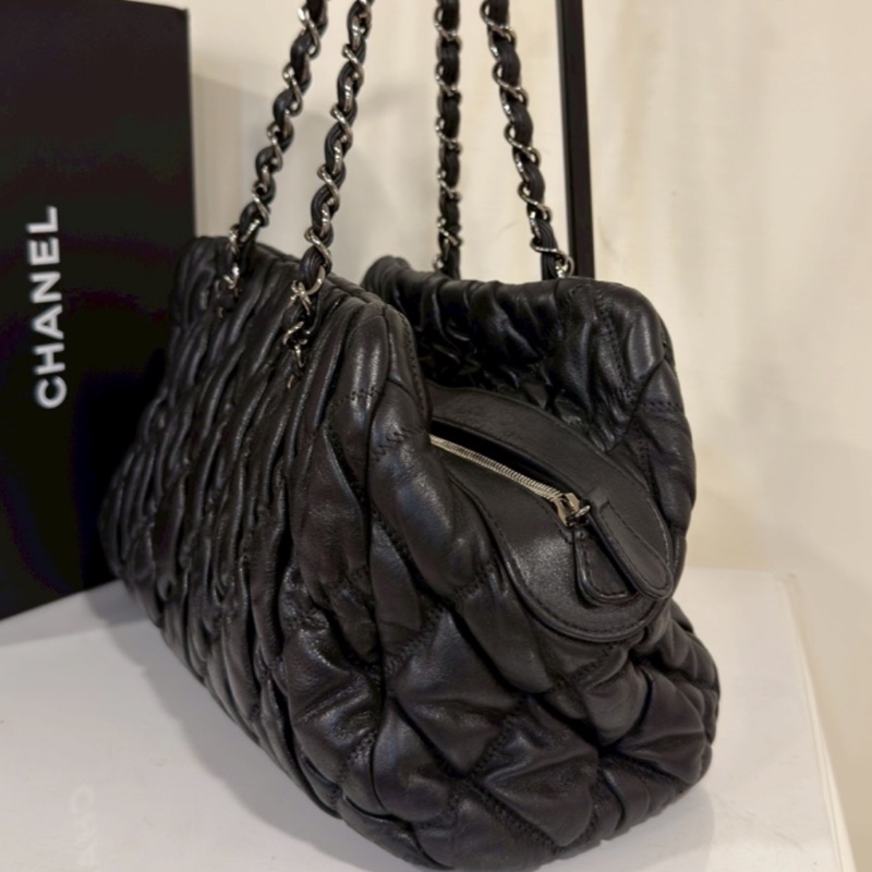 99新wsw)全網最低價 朵泡芙托特包手提單肩包 Chanel 香奈兒黑銀菱格紋雲-10