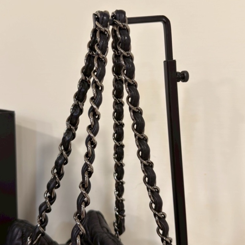 99新wsw)全網最低價 朵泡芙托特包手提單肩包 Chanel 香奈兒黑銀菱格紋雲-12