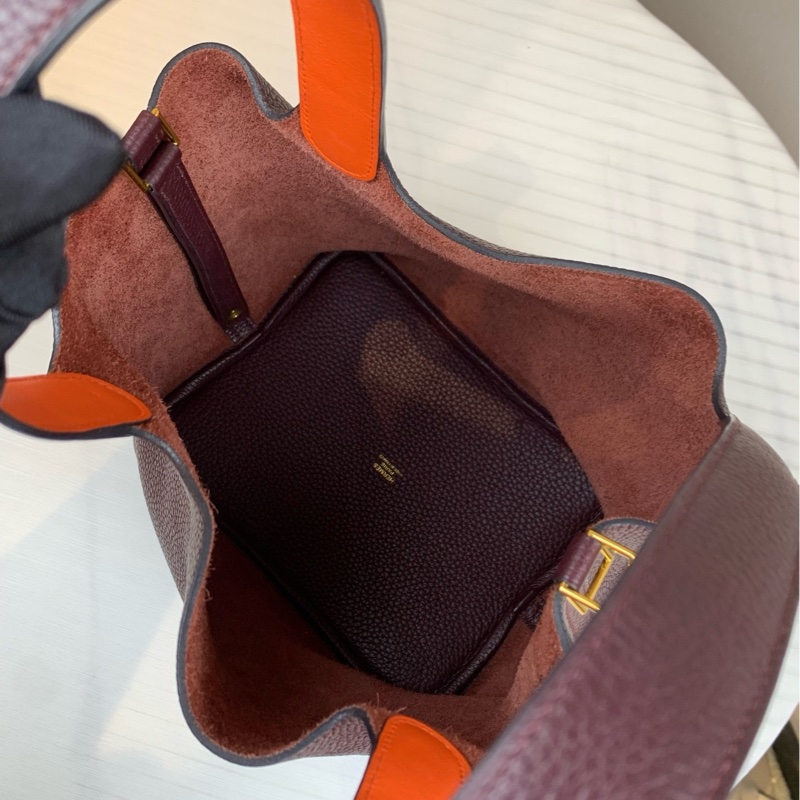 爱马仕/Hermes 枣红色牛皮 金色五金 18×18×13 款式经典-3