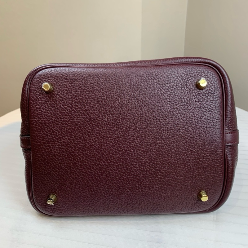 爱马仕/Hermes 枣红色牛皮 金色五金 18×18×13 款式经典-5