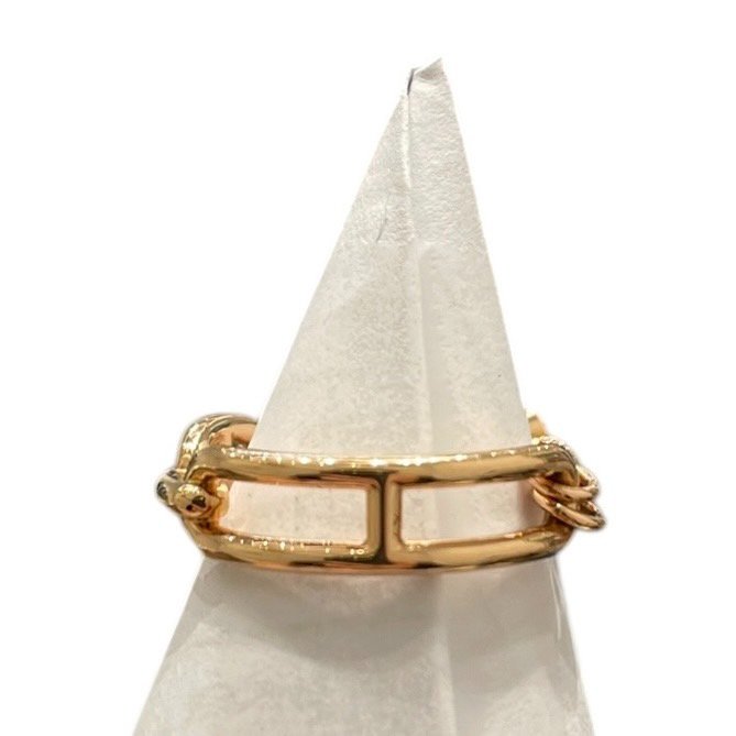 HERMES 愛馬仕 鍊條設計鑽石戒指 K18PG #53-2