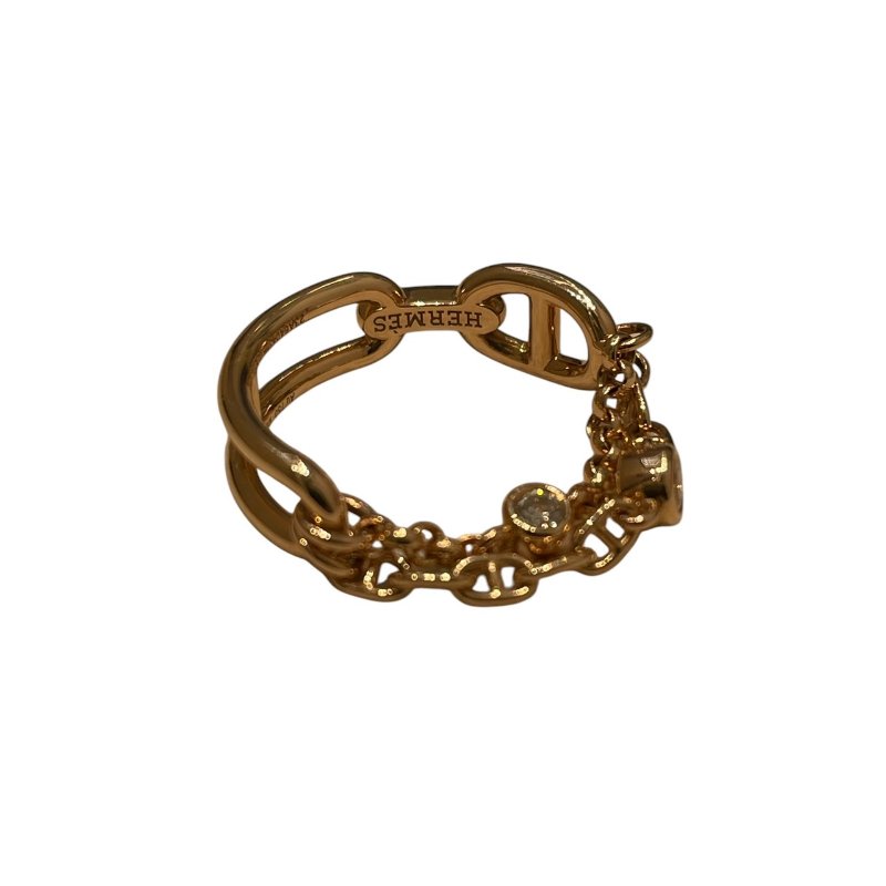 HERMES 愛馬仕 鍊條設計鑽石戒指 K18PG #53-4