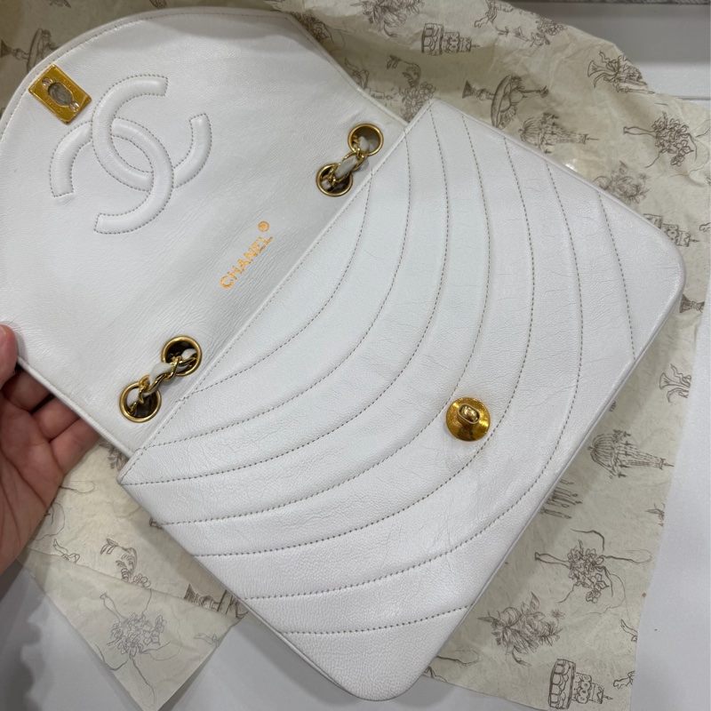 Chanel Vintage 80年代 古董 老香 24K金 單肩包-12