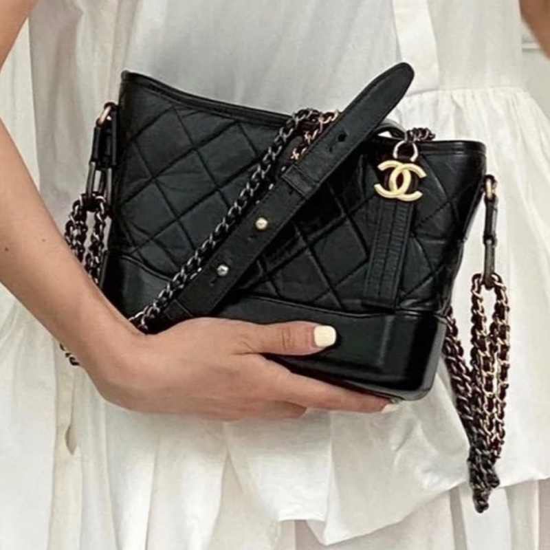 99新wsw）全網最低價 朵泡芙托特包手提單肩包 Chanel 香奈兒黑銀菱格紋雲-1