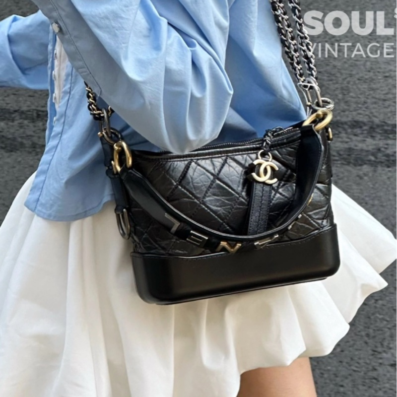99新wsw）全網最低價 朵泡芙托特包手提單肩包 Chanel 香奈兒黑銀菱格紋雲-4