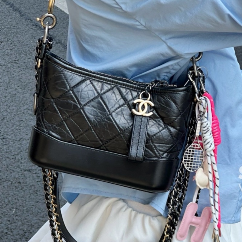 99新wsw）全網最低價 朵泡芙托特包手提單肩包 Chanel 香奈兒黑銀菱格紋雲-5