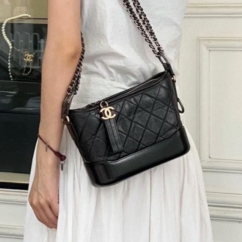 99新wsw）全網最低價 朵泡芙托特包手提單肩包 Chanel 香奈兒黑銀菱格紋雲-6