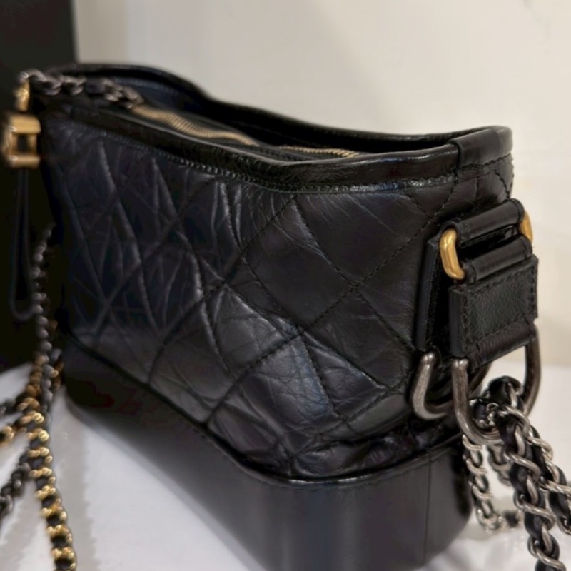 99新wsw）全網最低價 朵泡芙托特包手提單肩包 Chanel 香奈兒黑銀菱格紋雲-12