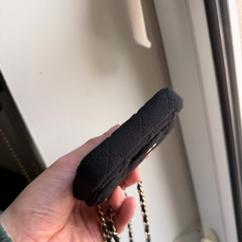 香奈兒迷你包/Authentic Chanel Black Micro Jersey Classic Flap Belt Bag from 2020-27
