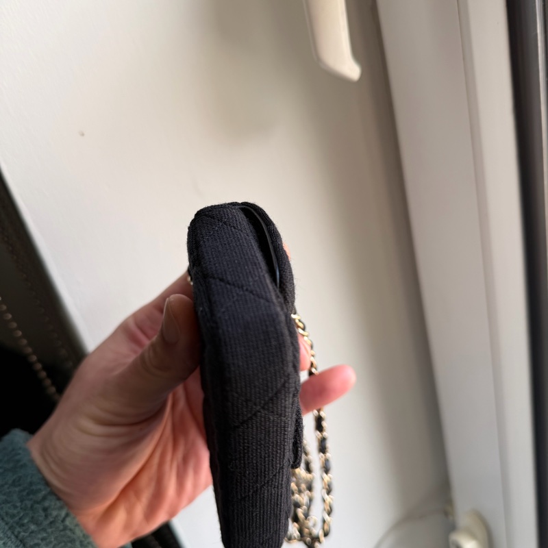 香奈兒迷你包/Authentic Chanel Black Micro Jersey Classic Flap Belt Bag from 2020-29