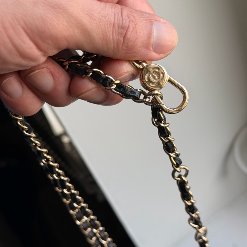 香奈兒迷你包/Authentic Chanel Black Micro Jersey Classic Flap Belt Bag from 2020-35