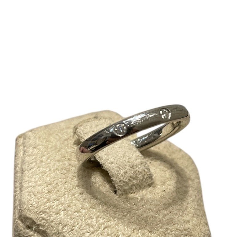 VAN CLEEF&ARPELS 三鑽單圈戒指 K18WG #48-0