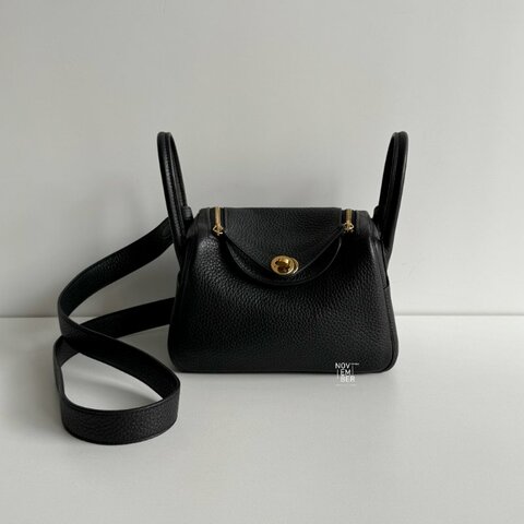 99新🆕 Hermès 愛馬仕 Mini Lindy 黑色金釦一代