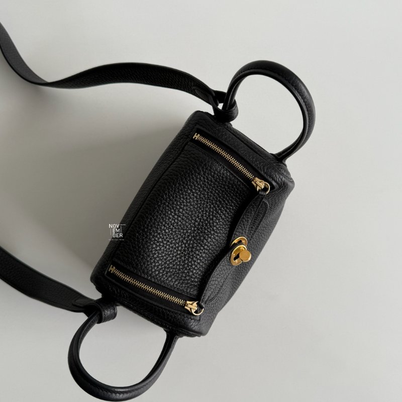 99新🆕 Hermès 愛馬仕 Mini Lindy 黑色金釦一代-2