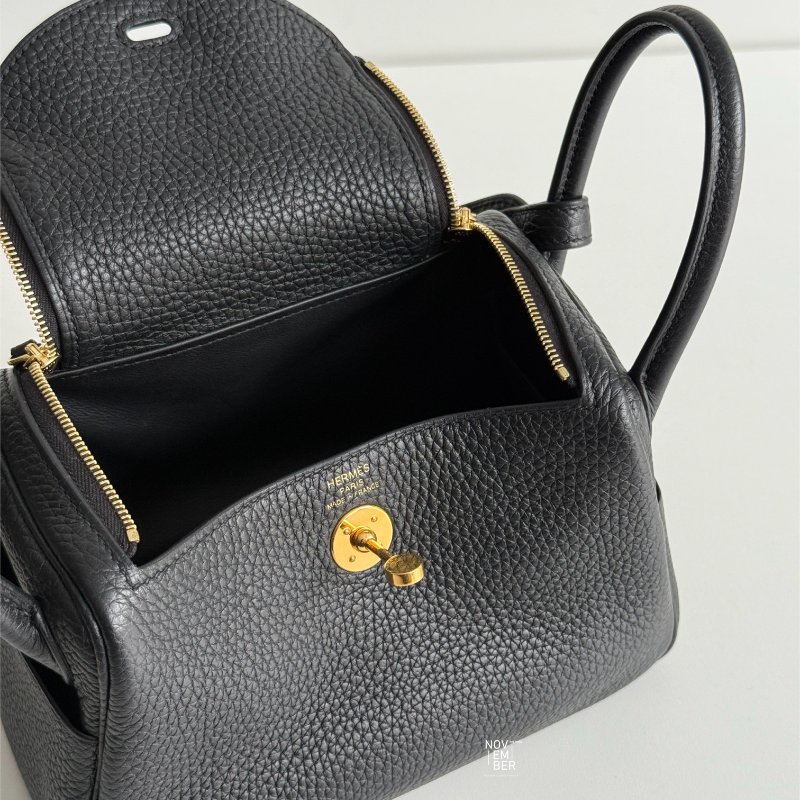 99新🆕 Hermès 愛馬仕 Mini Lindy 黑色金釦一代-4