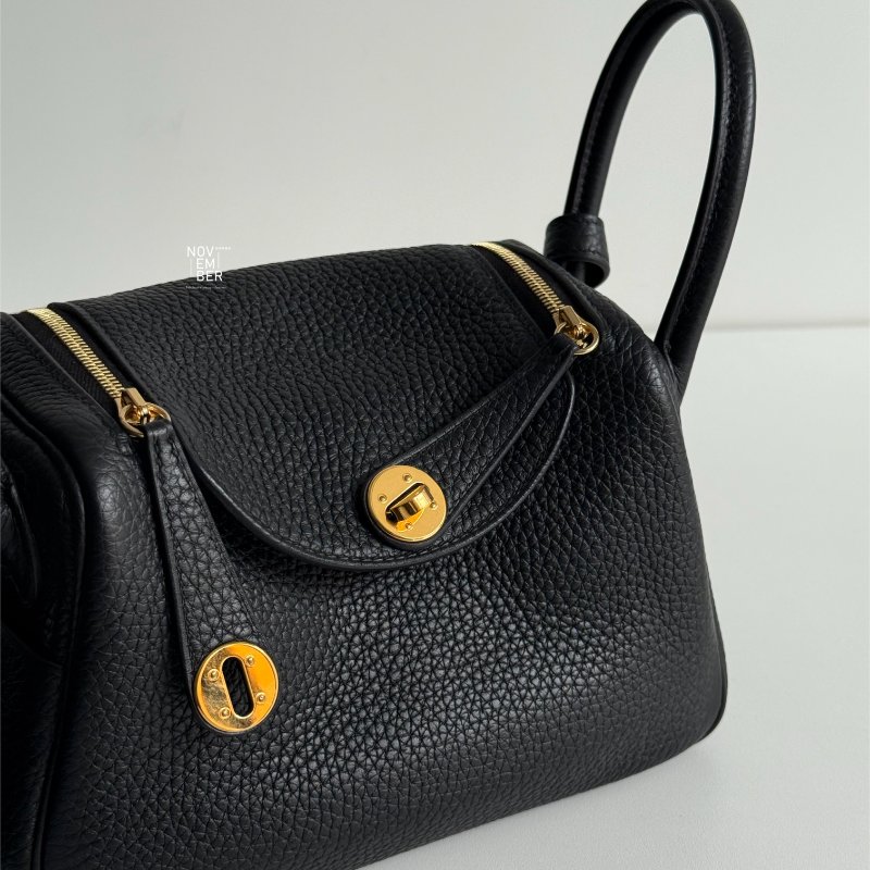99新🆕 Hermès 愛馬仕 Mini Lindy 黑色金釦一代-5