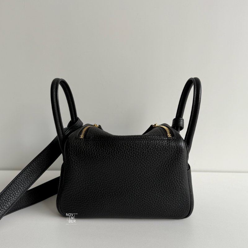 99新🆕 Hermès 愛馬仕 Mini Lindy 黑色金釦一代-6