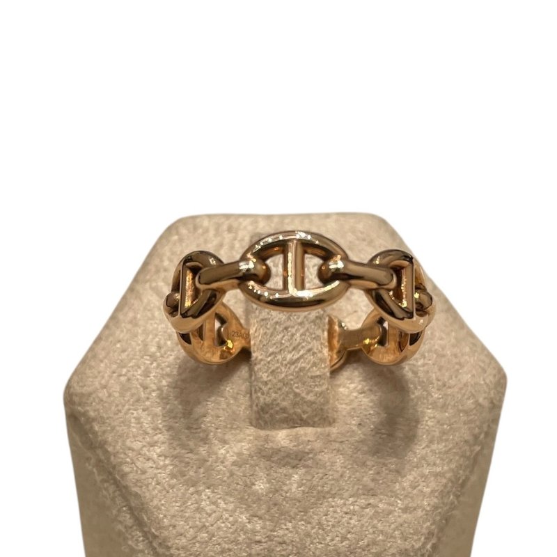 HERMES 愛馬仕 CHAINE D'ANCRE ENCHAINEE 豬鼻子戒指 K18PG #50-0