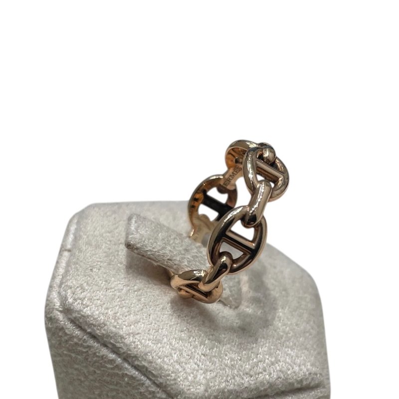 HERMES 愛馬仕 CHAINE D'ANCRE ENCHAINEE 豬鼻子戒指 K18PG #50-1