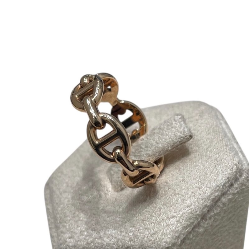 HERMES 愛馬仕 CHAINE D'ANCRE ENCHAINEE 豬鼻子戒指 K18PG #50-2