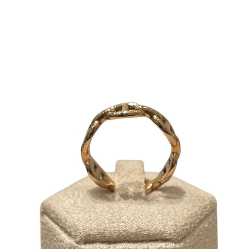 HERMES 愛馬仕 CHAINE D'ANCRE ENCHAINEE 豬鼻子戒指 K18PG #50-3