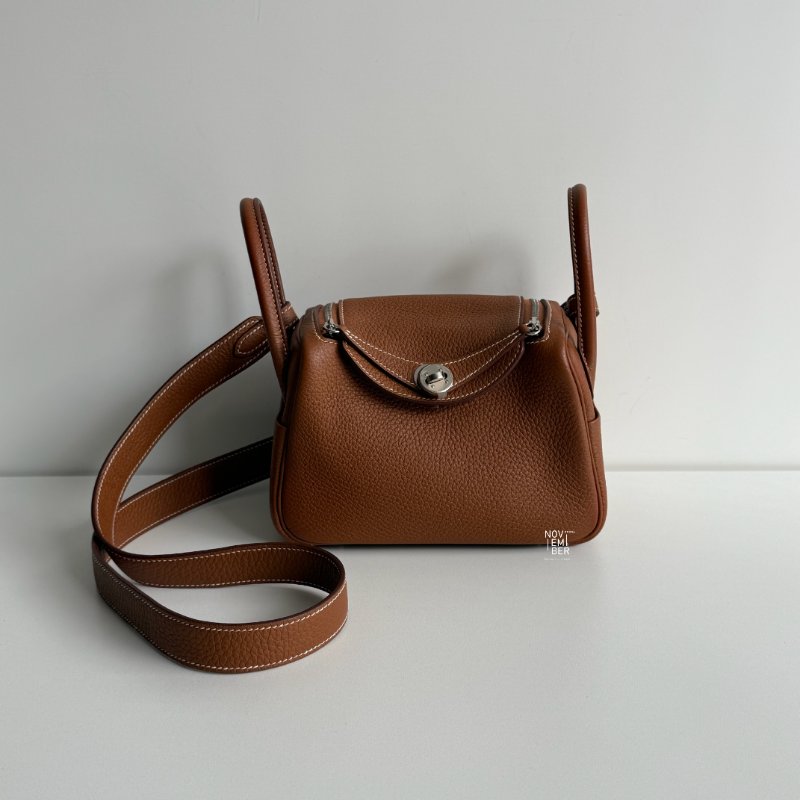 閒置新✨全配有購證🙌🏻 Hermès 愛馬仕 Mini Lindy 金棕銀釦二代-0