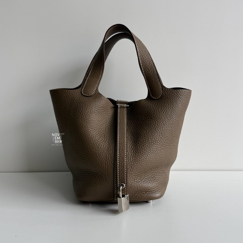 99新🆕 有購證🙌🏻 Hermès 愛馬仕 Picotin18 大象灰銀釦-0