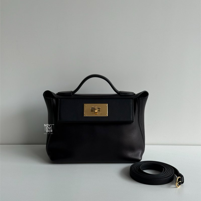 99新🆕 有購證🙌🏻 Hermès 愛馬仕 2424 mini 黑色金釦-0