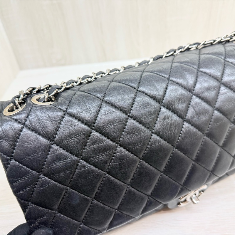 CHANEL🖤限定款黑色菱格紋雨衣兩用鏈包A48556-11