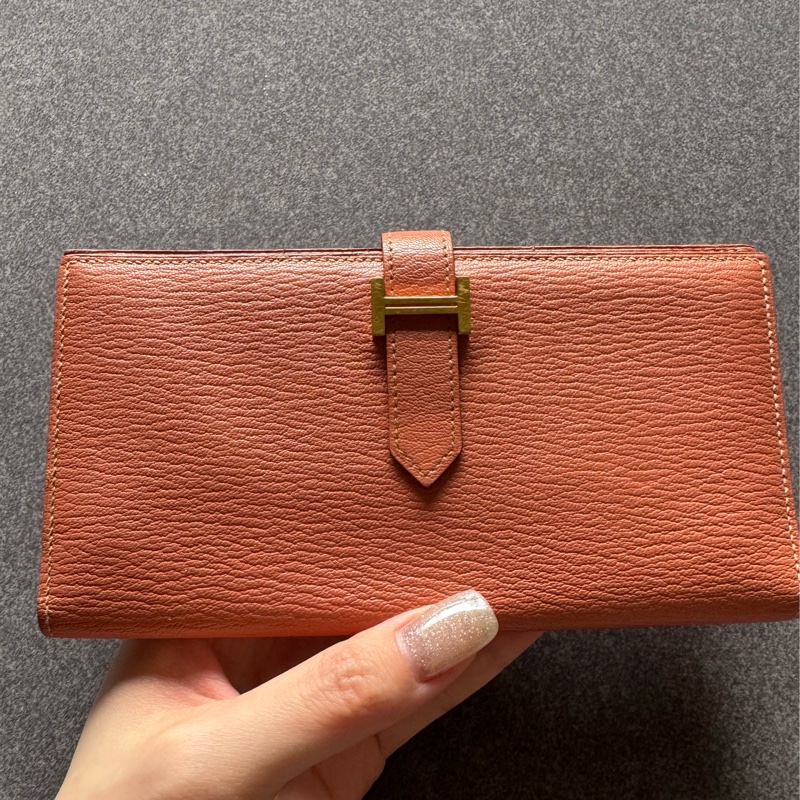 自用划算 Hermès Bearn H 長夾｜溫柔粉色金扣｜經典 H 釦長夾-6