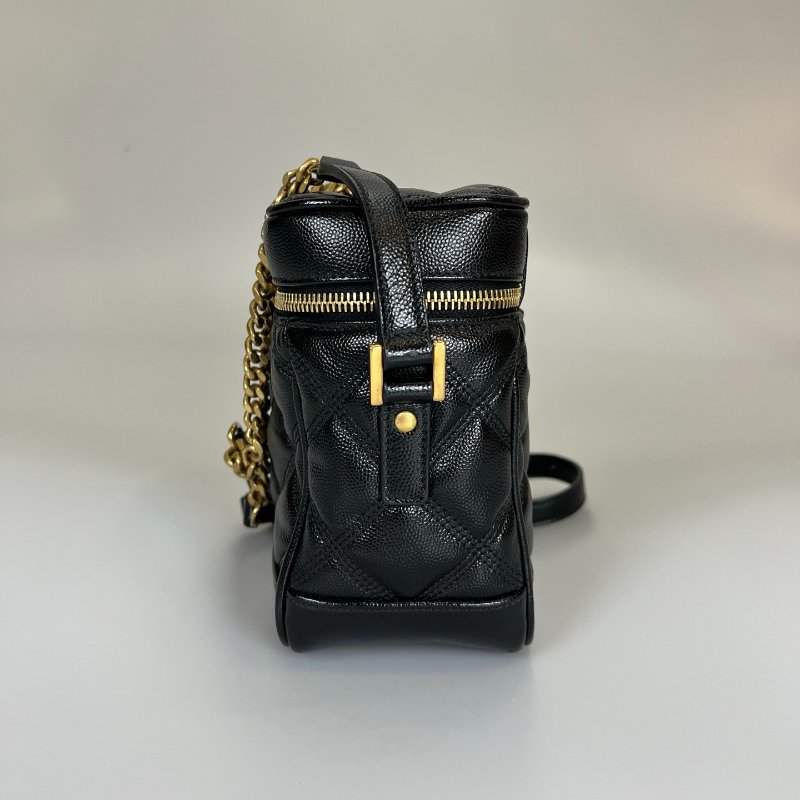 YSL 649779 黑金魚子醬菱格紋盒子鍊條包-2