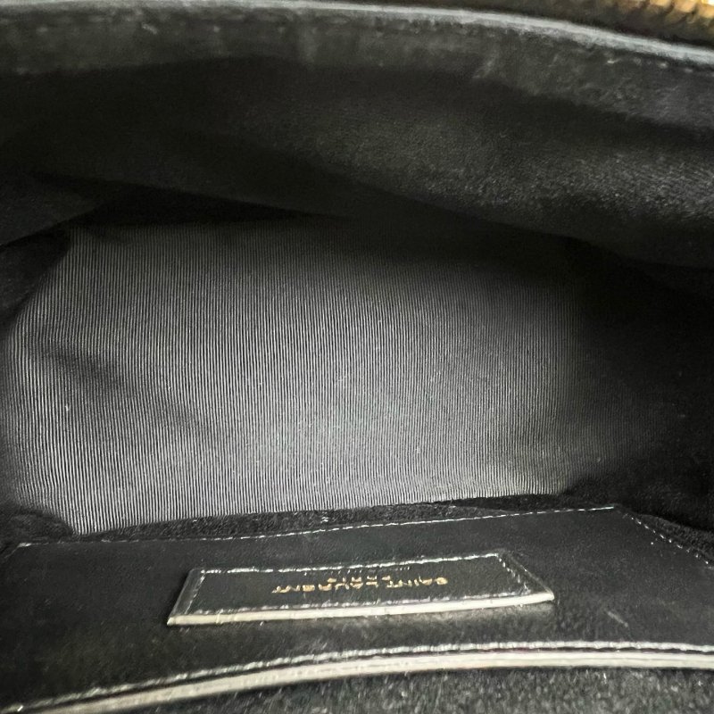 YSL 649779 黑金魚子醬菱格紋盒子鍊條包-6