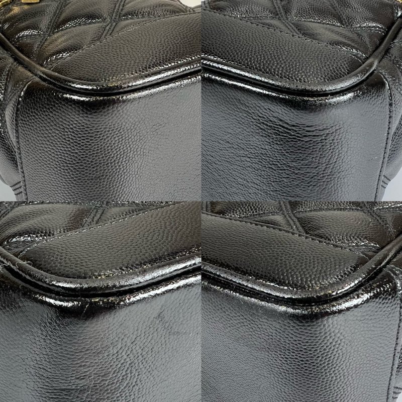 YSL 649779 黑金魚子醬菱格紋盒子鍊條包-9