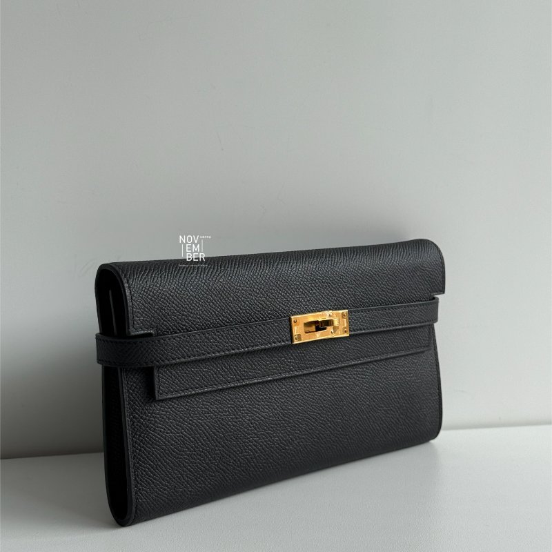 99新🆕 Hermès 愛馬仕 Kelly 長夾 黑色金釦-1