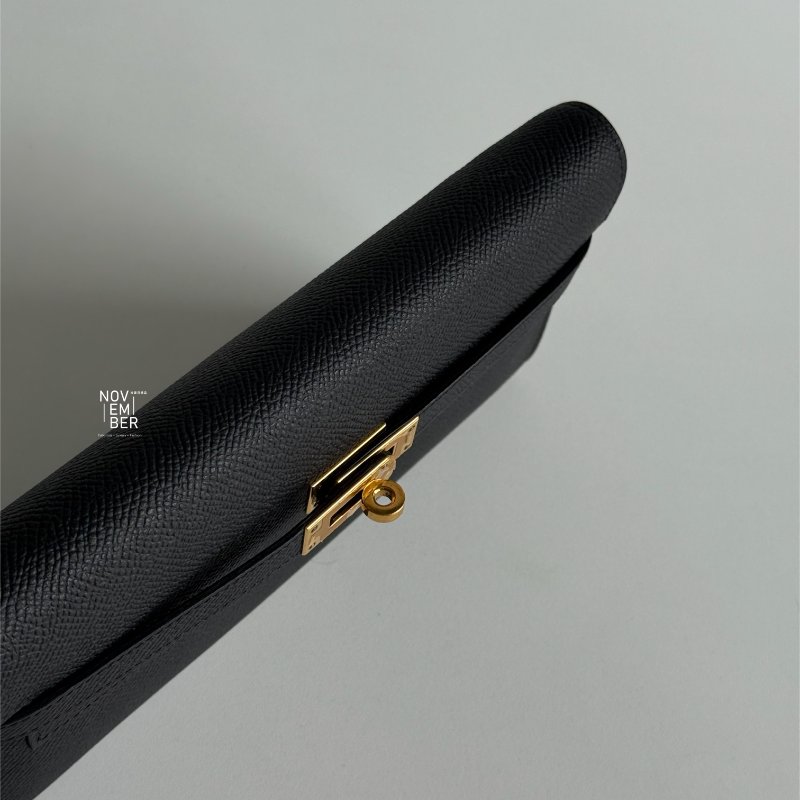 99新🆕 Hermès 愛馬仕 Kelly 長夾 黑色金釦-2
