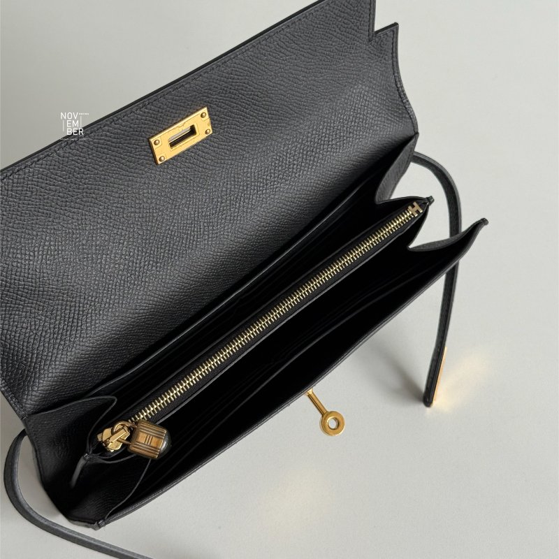 99新🆕 Hermès 愛馬仕 Kelly 長夾 黑色金釦-3